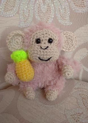 🍓 мавпочка в'язаня гачком. подарунок на  8 березня. маленька дитяча іграшка мавпочка.3 фото