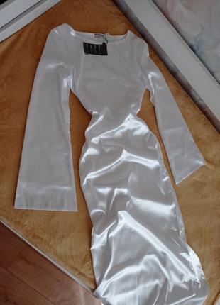 Платье атлас с корсетной завязкой3 фото