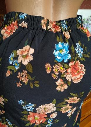 Черная вискозная юбка-миди с цветочным принтом от topshop 🔥 распродаж 🔥7 фото
