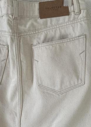 Молочная, белая джинсовая мини юбка selected femme3 фото