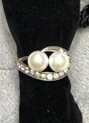 Каблучка кільце з перлинами срібло 925