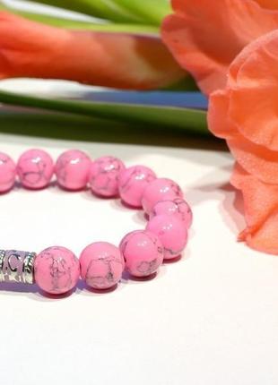 Розовая бирюза, браслет из камня, женский браслет