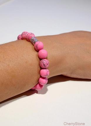 Розовая бирюза, браслет из камня, женский браслет4 фото