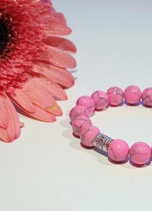 Розовая бирюза, браслет из камня, женский браслет3 фото