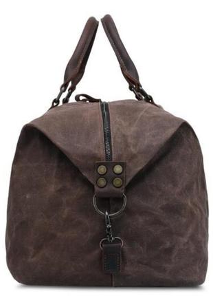 Дорожная сумка текстильная vintage 20058 коричневая3 фото