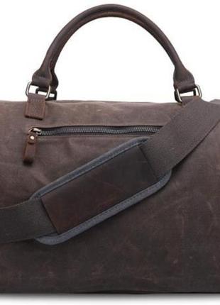 Дорожная сумка текстильная vintage 20058 коричневая4 фото