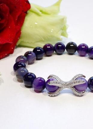Фіолетовий агат. браслет жіночий. агат натуральний