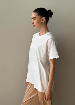 Белая базовая футболка, женская футболка. хлопковая футболка3 фото