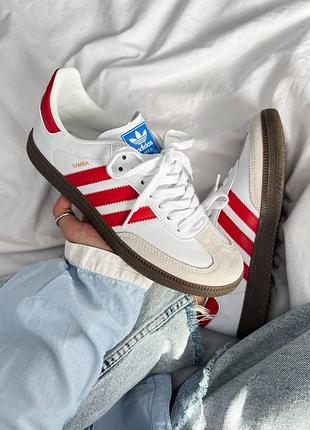 Женские кроссовки adidas samba og 'white scarlet'