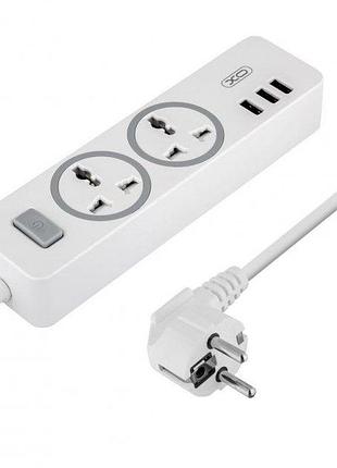 Мережевий подовжувач фільтр xo wl04 2 розетки + 3 usb 1.8м white (wl04)