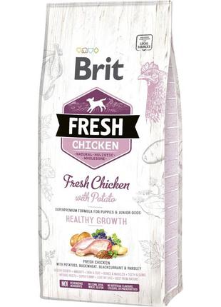 Сухий корм для цуценят усіх порід brit fresh puppy chicken potato 12 кг