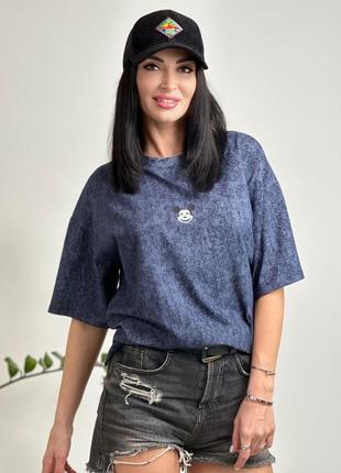 Жіноча футболка тай-дай з принтом "joke", капучіно, хакі, темно-синій, чорний, графіт, турецький кулір1 фото