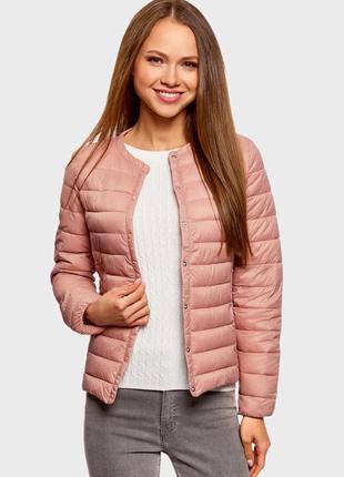 Женская розовая стеганная куртка oodji размер s