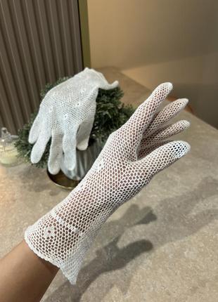 Вязаные ажурные перчатки винтаж