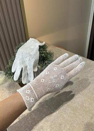 Вязаные ажурные перчатки винтаж
