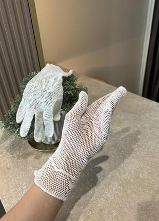 Вязаные ажурные перчатки винтаж