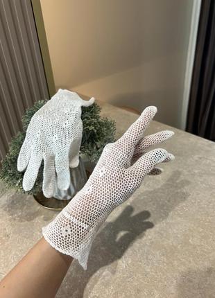 Вязаные ажурные перчатки винтаж