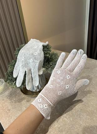 Вязаные ажурные перчатки винтаж