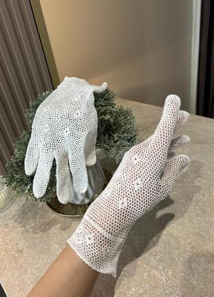 Вязаные ажурные перчатки винтаж