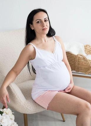 Кружевная пижама топ с шортами для кормящих мам