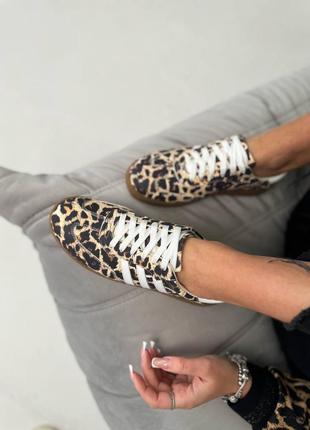 Женские кроссовки из натуральной кожи, леопардовый принт3 фото