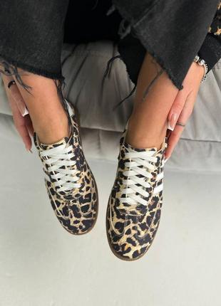 Женские кроссовки из натуральной кожи, леопардовый принт7 фото