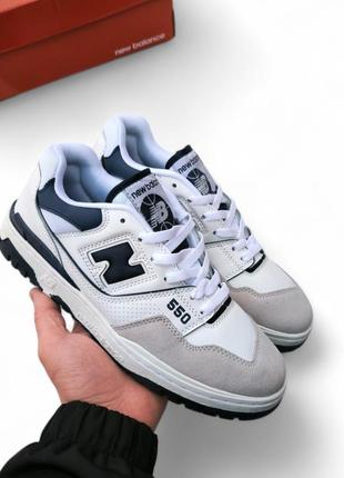 Мужские кроссовки new balance 550 белые с синим1 фото