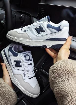 Мужские кроссовки new balance 550 белые с синим3 фото