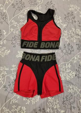 Bona fide: extra sex shorts "red" костюм спортивний топ шорти пуш ап
