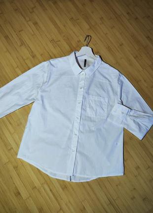 Chicoree 🔥стильна біла котонова сорочка вільного силуету, з кишенею.5 фото