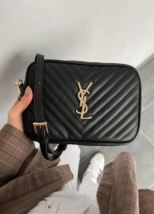 Популярна жіноча сумка крос боді yves saint laurent лоран у чорному кольорі комфортна модель крос боді бренд, шик