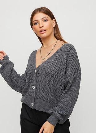 Кардиган oversize из теплого вязанного трикотажа с добавлением шерсти