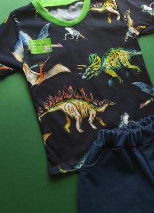 Летний костюм комплект для мальчика с принтом динозавры2 фото