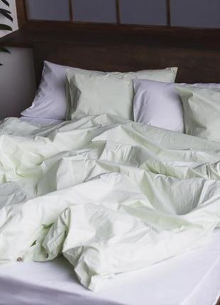 Комплект постельного белья полуторный shadow lime  с натурального хлопка ранфорс 150х210 см1 фото