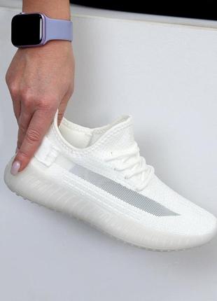 Кроссовки кеды текстильные сетка белые мягкие для спорта бега адидас изи