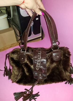 Сумка меховая коричневая