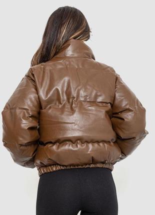 Куртка женская из эко-кожи на синтепоне 129r075, цвет коричневый4 фото
