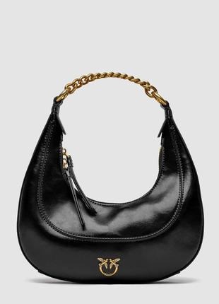 Шкіряна сумка 👜 pinko mini brioche bag hobo black
