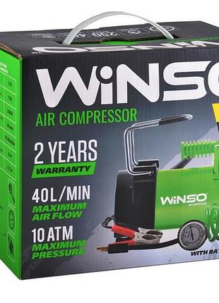 Компрессор winso 10 атм, 40 л/мин. 200вт.клем, кабель 3м., шланг 5,7м., спускной клапан 4