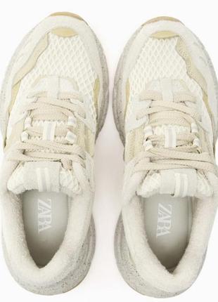 Zara кожаные кроссовки в стиле печворк, кеды5 фото