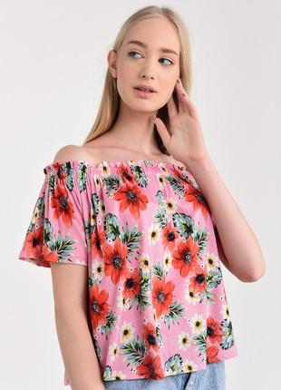 Распродажа! футболка блузка в цветочный принт с открытыми плечами от new look