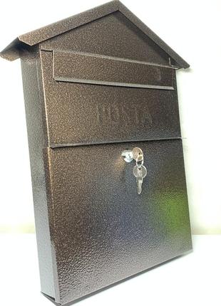 Скринька поштова індивідуальна, молоткове покриття, коричнева №26 фото