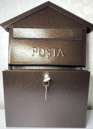 Скринька поштова індивідуальна, молоткове покриття, коричнева №23 фото