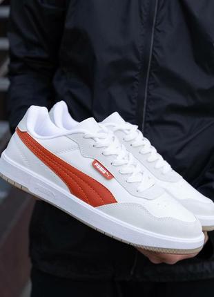 Чоловічі кросівки puma court ultra lite white orange1 фото