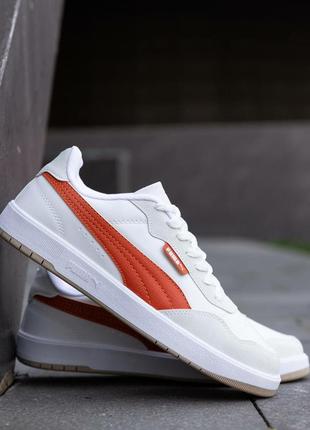 Чоловічі кросівки puma court ultra lite white orange4 фото