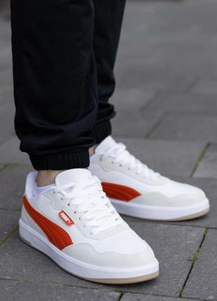 Мужские кроссовки puma court ultra lite white orange7 фото