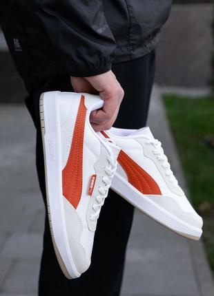 Мужские кроссовки puma court ultra lite white orange2 фото