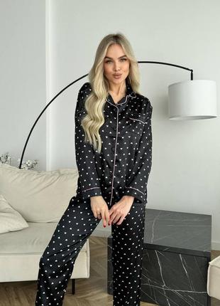 Черная брючная шелковая пижама с брюками шелк армани к74213 фото