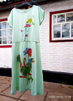 Платье (garbo- италия), р.46, светло-зелёное с цветочным принтом4 фото