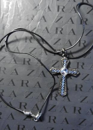Кулон крест крестик металлический со стразами2 фото